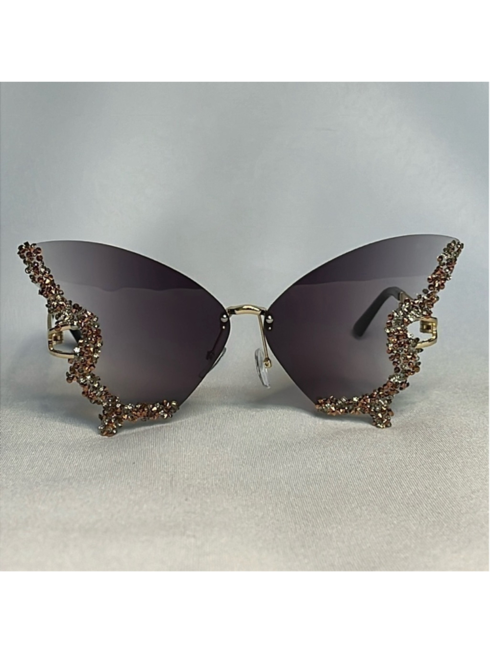 DARK GRAY BUTTERFLY SUNGLASSES W/FREE CASE